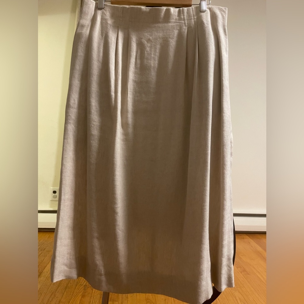 Vintage CMCE made-in-USA linen midi skirt with pockets